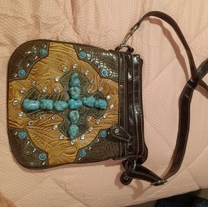 Western turquoise crossbody bag